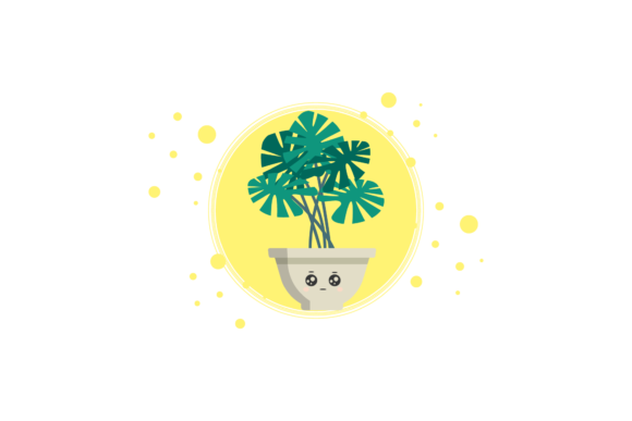 Flowers Potted Trees Circle Bubble Graphics and Illustrations