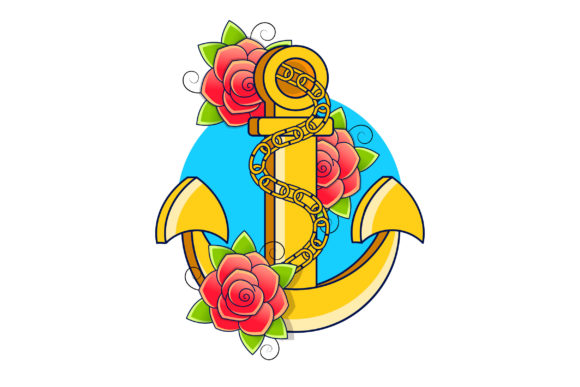 Golden Anchor and Flowers: Graphics and Illustrations Review