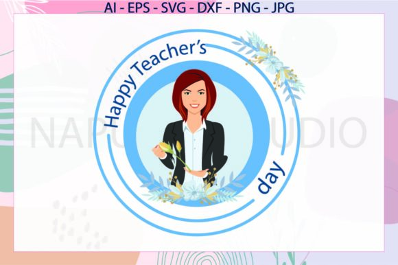 Teacher Badge Svg - Flowers Frame Graphics and Illustrations Review
