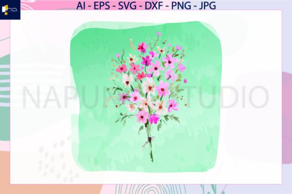 Watercolor Flowers Bouquet,svg Graphics and Illustrations Review